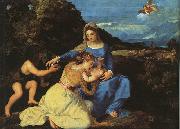  Titian Madonna and Child with the Young St.John the Baptist St.Catherine China oil painting reproduction